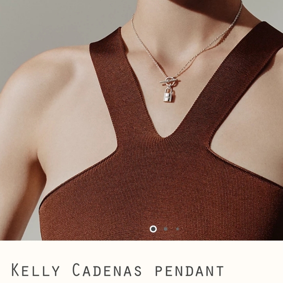 Hermès KELLY CADENAS 925 Sterling Silver Padlock Pendant Necklace - Picture 2 of 10